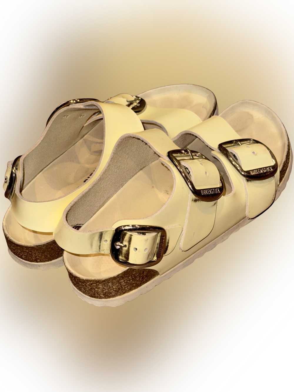 Birkenstock Milano Big Buckle Natural Leather Patent High Shine Butter EU 37